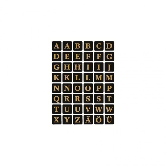 Herma No.4130 大楷英文字母貼紙(金字，黑色方框)
