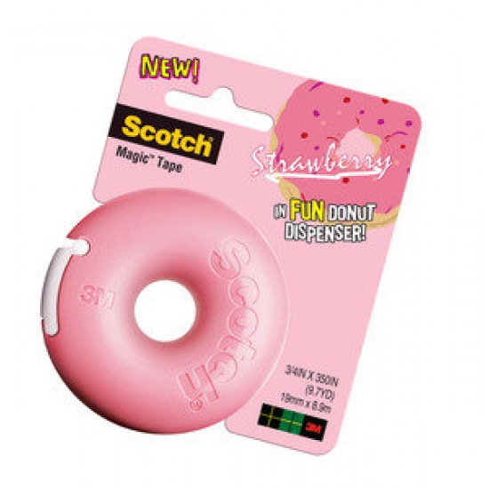 Scotch® Tape Donut Dispenser 810DN, Strawberry, with #810 at 3/4" x 350"