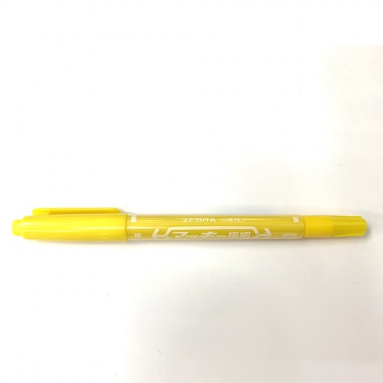 斑馬牌 細、極細雙頭油性筆黃色  MO-120