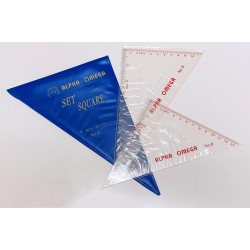 Alpha Omega 8 inches (20cm) Clear Plastic Set Square Ruler