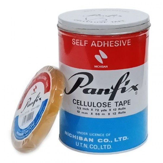 Panfix Self Adhesive Cellulose Tape 1/2 Inch x 72 Yds x 12 Rolls