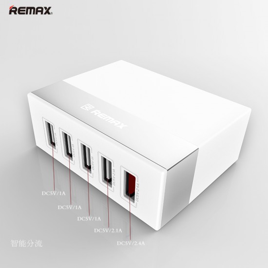 REMAX 6.0A 5 USB快充電源插 (白)