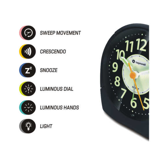 Hopewell AN-27S Sweep Alarm Clock | Luminous Dial