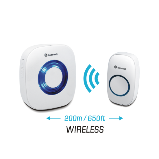 Hopewell 200m EXTRA Battery Operated Wireless Doorbell | Twin Pack 