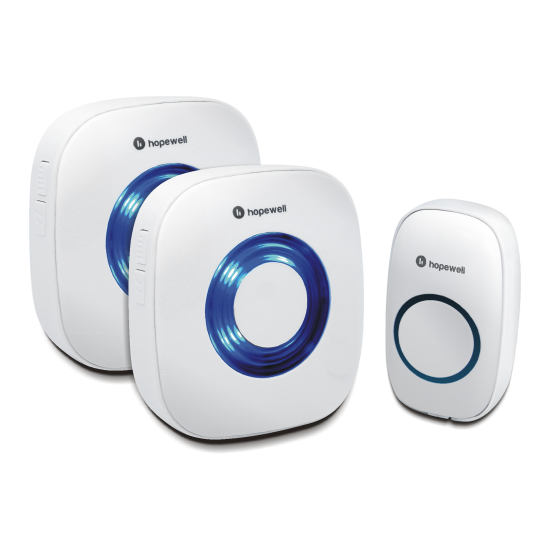 Hopewell 200m EXTRA Battery Operated Wireless Doorbell | Twin Pack